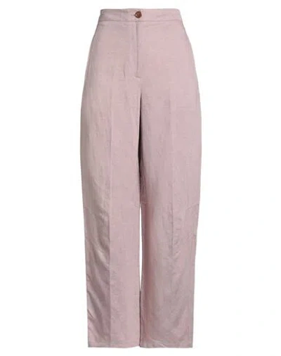 Erika Cavallini Woman Pants Light Pink Size 6 Viscose, Linen