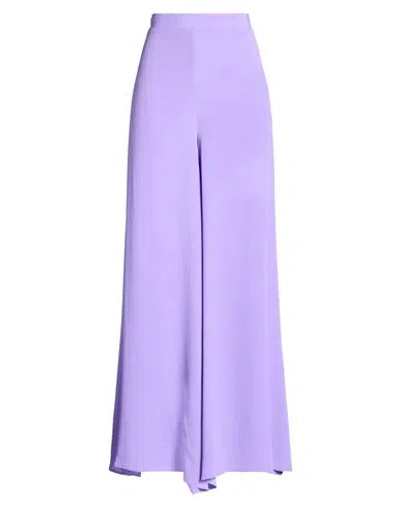 Erika Cavallini Woman Pants Lilac Size 12 Acetate, Silk In Purple