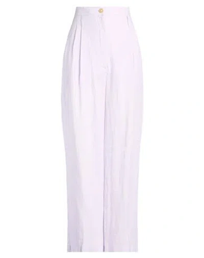 Erika Cavallini Woman Pants Lilac Size 12 Linen In Purple