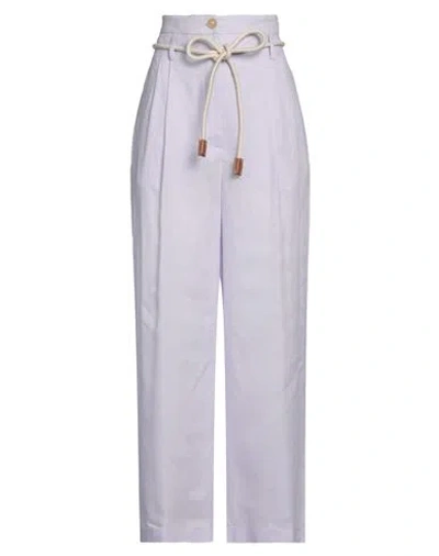 Erika Cavallini Woman Pants Light Purple Size 10 Linen