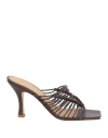 Erika Cavallini Woman Sandals Dark Brown Size 11 Soft Leather In Brown