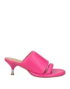 Erika Cavallini Woman Sandals Magenta Size 7 Soft Leather In Magenta