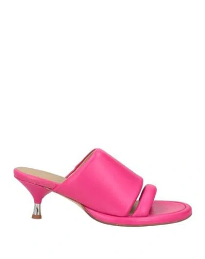Erika Cavallini Woman Sandals Magenta Size 7 Soft Leather