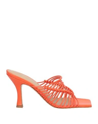 Erika Cavallini Woman Sandals Orange Size 7 Leather