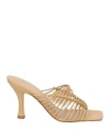Erika Cavallini Woman Sandals Sand Size 11 Soft Leather In Beige