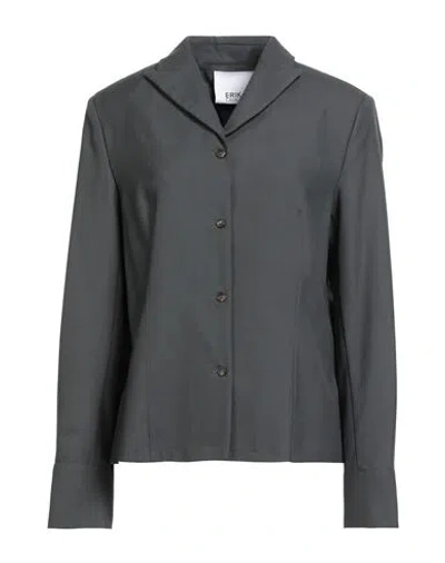 Erika Cavallini Woman Shirt Charcoal Size 8 Virgin Wool In Gray