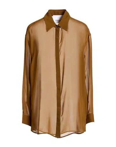 Erika Cavallini Woman Shirt Khaki Size 4 Polyester In Beige