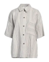 Erika Cavallini Woman Shirt Light Grey Size M Linen, Viscose, Elastane In Grey