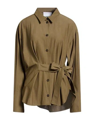Erika Cavallini Woman Shirt Military Green Size 10 Virgin Wool, Viscose