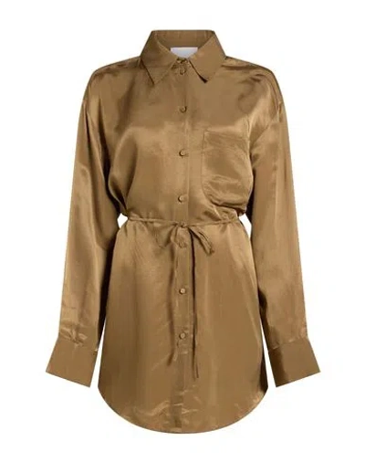 Erika Cavallini Woman Shirt Military Green Size 6 Cupro, Viscose In Brown
