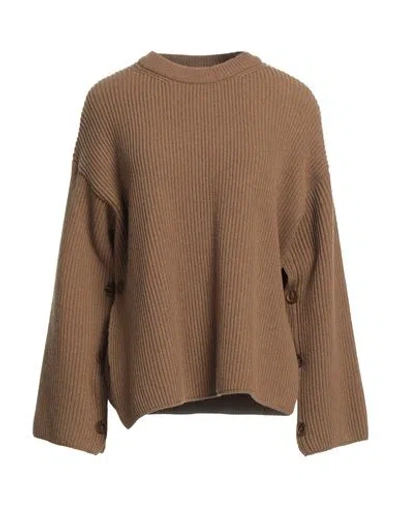Erika Cavallini Woman Sweater Camel Size L Wool, Polyamide In Brown