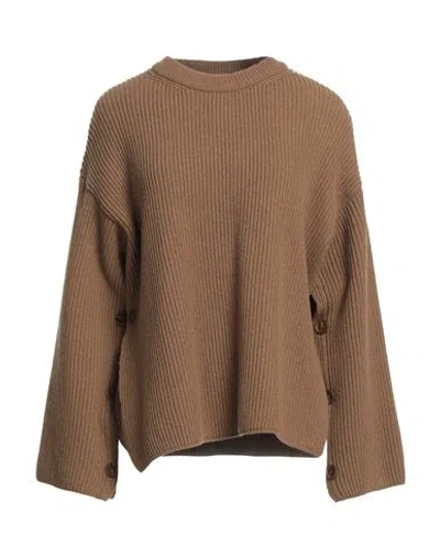 Erika Cavallini Woman Sweater Camel Size M Wool, Polyamide In Beige