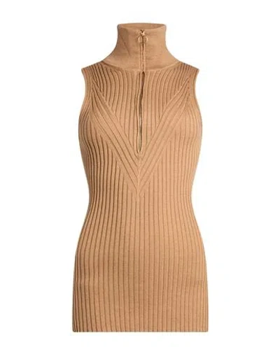 Erika Cavallini Woman Sweater Camel Size M Virgin Wool In Brown