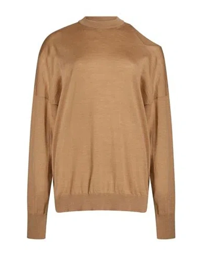 Erika Cavallini Woman Sweater Camel Size S Virgin Wool In Brown
