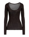 Erika Cavallini Woman Sweater Dark Brown Size M Viscose, Polyester In Brown