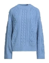 Erika Cavallini Woman Sweater Light Blue Size M Wool, Polyamide