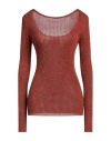 Erika Cavallini Woman Sweater Rust Size L Viscose, Polyester In Red