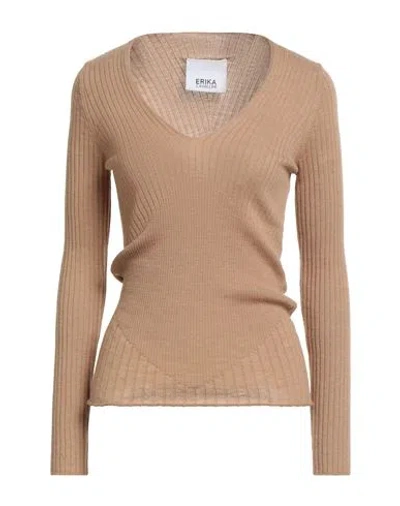 Erika Cavallini Woman Sweater Sand Size M Virgin Wool In Nude