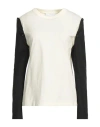 Erika Cavallini Woman T-shirt Cream Size 8 Cotton, Polyester, Wool, Elastane In White