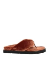 Erika Cavallini Woman Thong Sandal Brown Size 8 Viscose, Silk