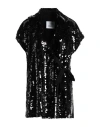 Erika Cavallini Woman Top Black Size 4 Polyester, Virgin Wool, Elastane