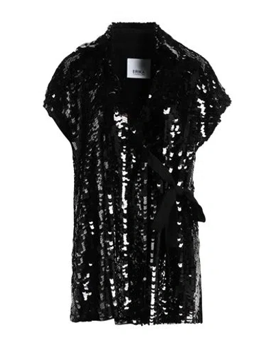 Erika Cavallini Woman Top Black Size 4 Polyester, Virgin Wool, Elastane
