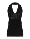 Erika Cavallini Woman Top Black Size M Wool, Polyamide In Black