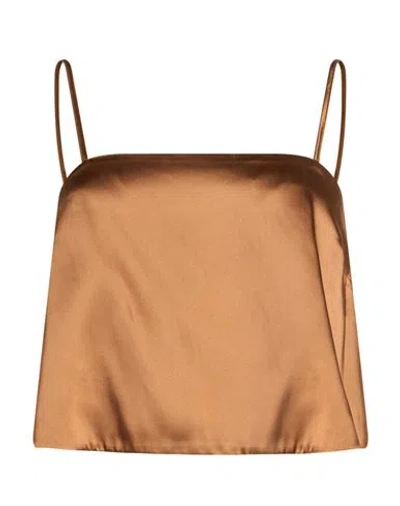 Erika Cavallini Woman Top Brown Size 4 Acetate, Viscose