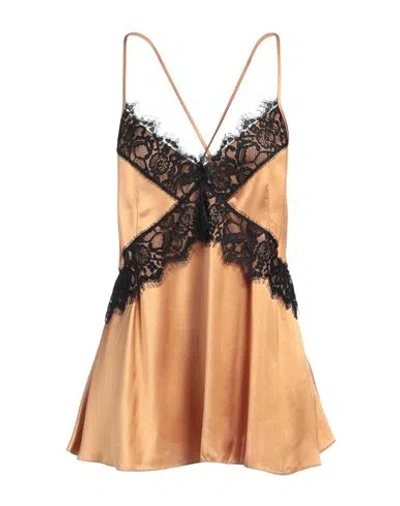 Erika Cavallini Woman Top Camel Size 4 Viscose, Polyamide In Beige