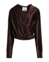 Erika Cavallini Woman Top Dark Brown Size 6 Viscose