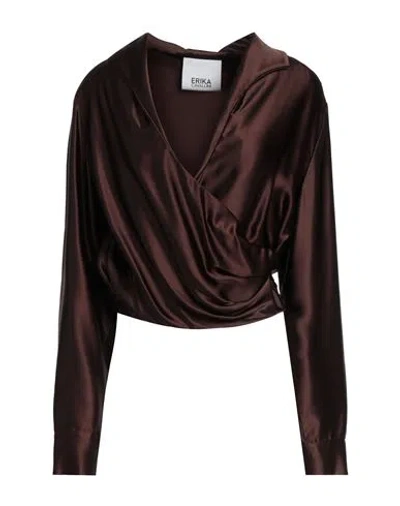 Erika Cavallini Woman Top Dark Brown Size 6 Viscose