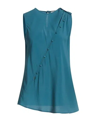 Erika Cavallini Woman Top Deep Teal Size 6 Acetate, Silk In Green