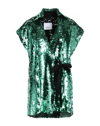 Erika Cavallini Woman Top Emerald Green Size 6 Polyester, Virgin Wool, Elastane