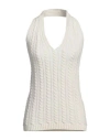 Erika Cavallini Woman Top Ivory Size M Wool, Polyamide In White