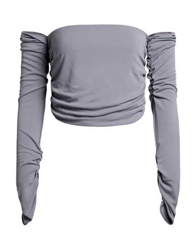 Erika Cavallini Woman Top Lilac Size 8 Acetate, Polyamide, Elastane In Gray