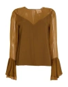 Erika Cavallini Woman Top Mustard Size 10 Polyester, Viscose, Elastane