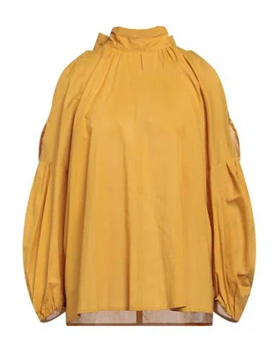 Erika Cavallini Woman Top Mustard Size 4 Cotton In Yellow