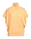 Erika Cavallini Woman Turtleneck Apricot Size M Virgin Wool In Orange