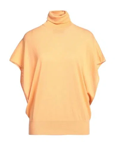 Erika Cavallini Woman Turtleneck Apricot Size M Virgin Wool In Orange