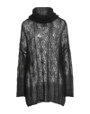 Erika Cavallini Woman Turtleneck Black Size S Mohair Wool, Polyamide, Wool In Black