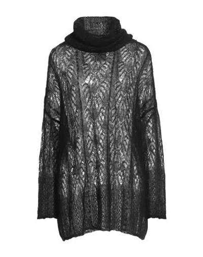 Erika Cavallini Woman Turtleneck Black Size S Mohair Wool, Polyamide, Wool