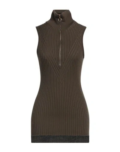Erika Cavallini Woman Turtleneck Military Green Size M Virgin Wool In Green