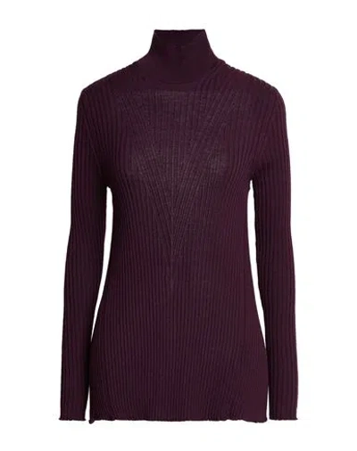 Erika Cavallini Woman Turtleneck Plum Size M Virgin Wool In Purple