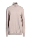 Erika Cavallini Woman Turtleneck Sand Size M Virgin Wool In Beige