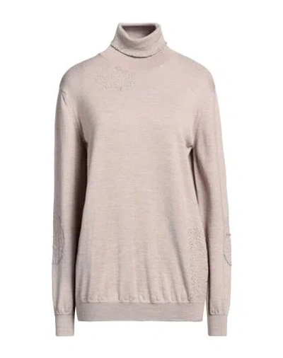 Erika Cavallini Woman Turtleneck Sand Size M Virgin Wool In Neutral