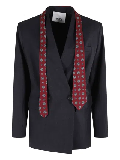 ERIKA CAVALLINI WOOL DOUBLE-BREASTED BLAZER