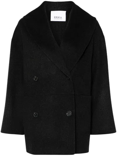 Erika Cavallini Wool Short Coat In Grey