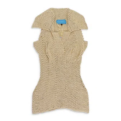 Erika Maish Tan Wood Massage Bead Day Dress In Neutral