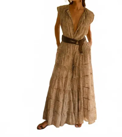 Erika Peña Adella Jumpsuit In Animal In Brown
