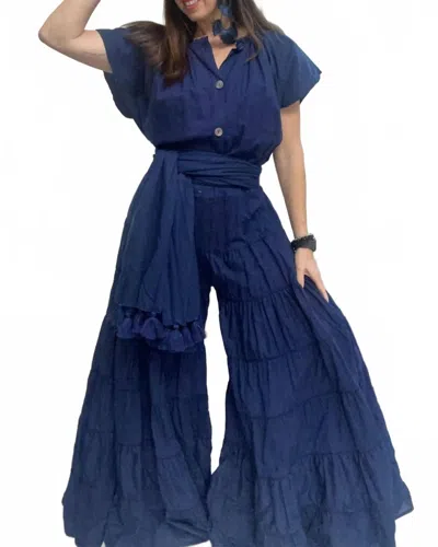 Erika Peña Adella Jumpsuit In Navy Blue